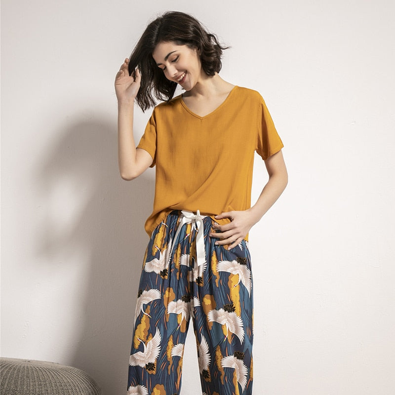 Retro Floral Pajama Set