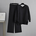 Knitted wide-leg pants and sweater suit for women, new autumn style Korean style loose temperament two-piece set