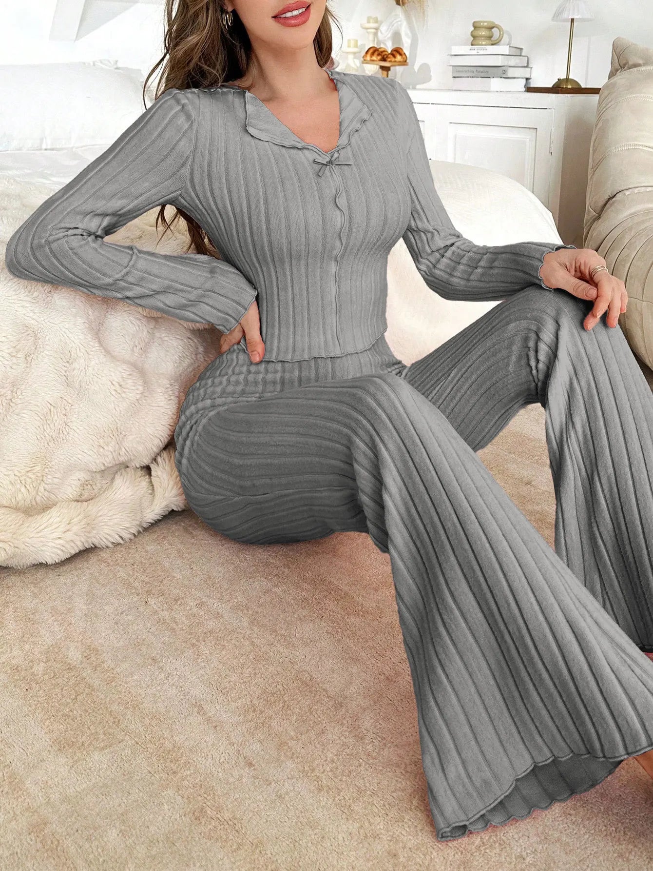 Satin Button Pajama Set