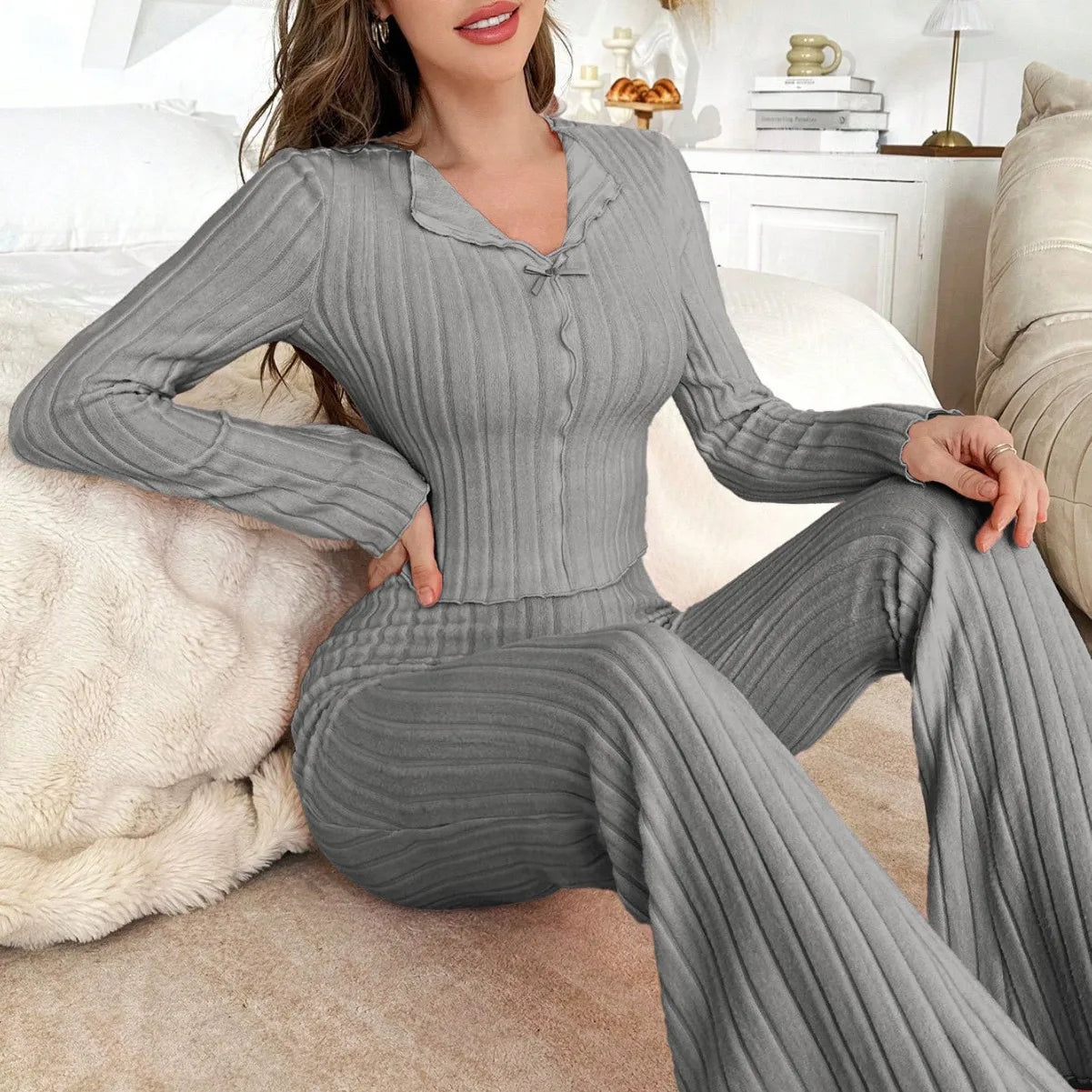 Satin Button Pajama Set
