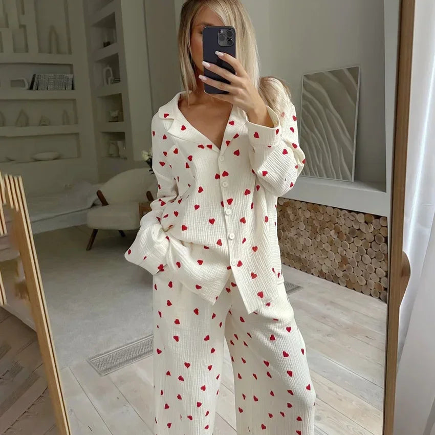 Love Print Pajama Set