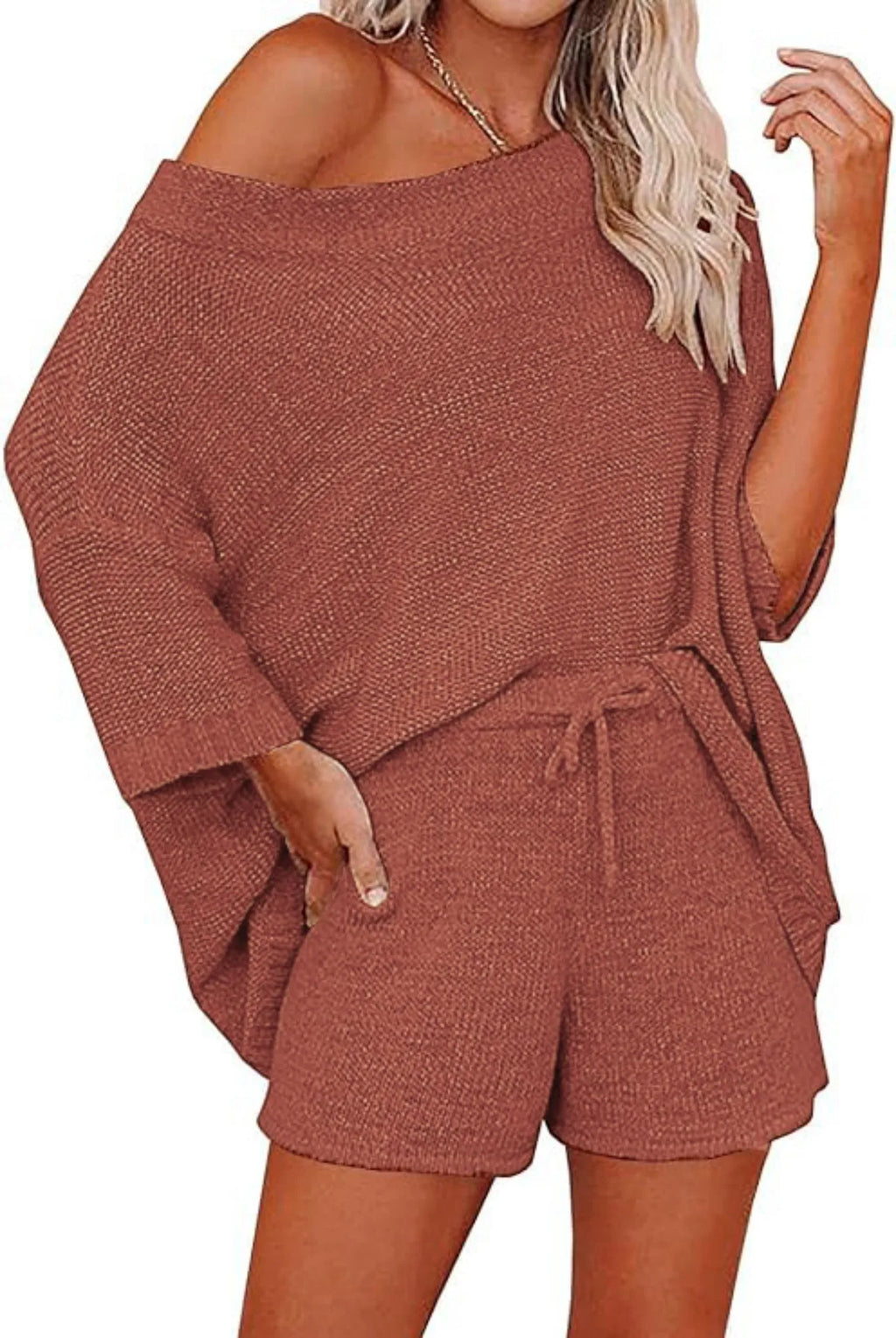 Off-Shoulder Waffle Set